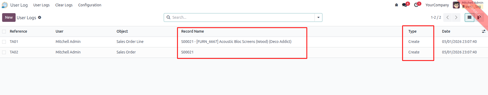 Create Log Captured