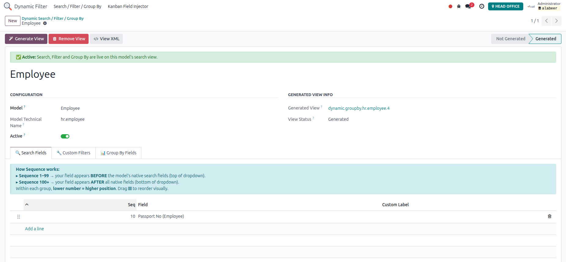No-Code View Customization for Odoo with Dynamic Filter