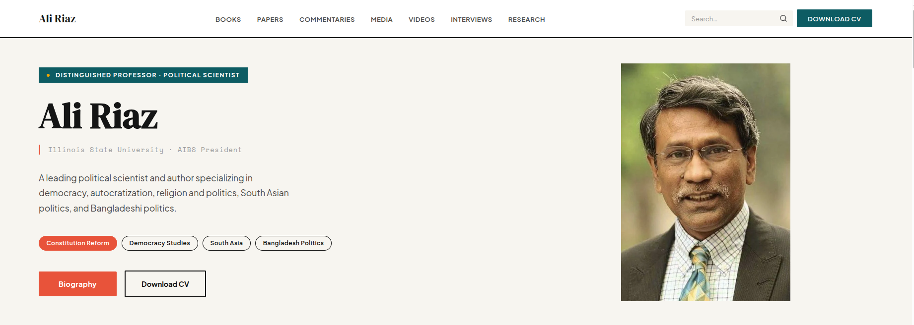 Ali Riaz – Personal Academic Portfolio Website
